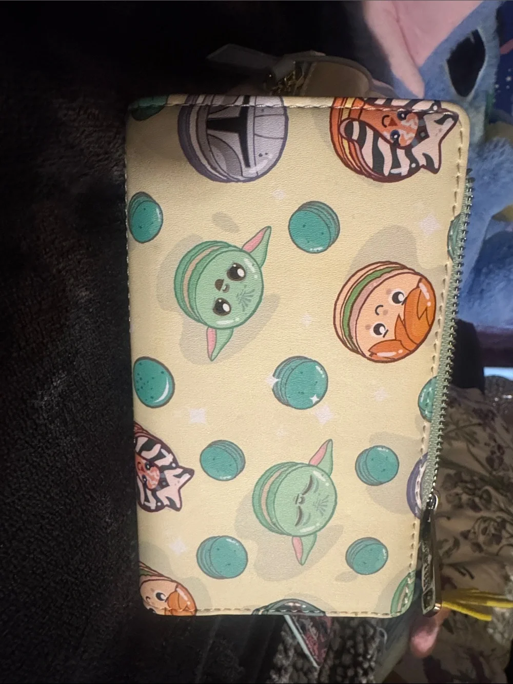 Loungefly Yellow Baby Yoda Macaron Zip Wallet with Mint Accents